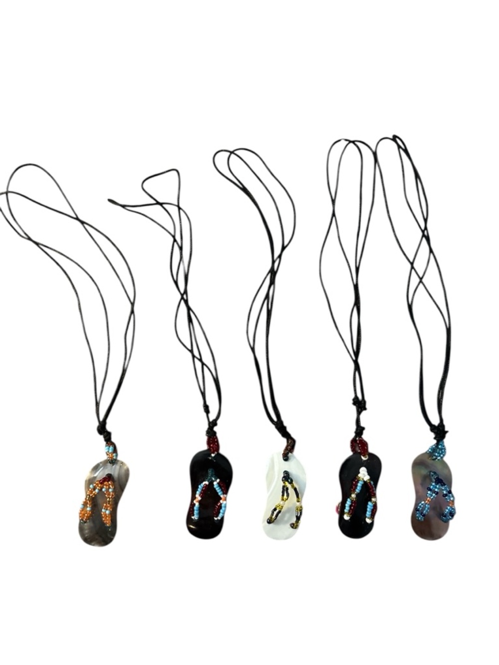 Beaded Flip Flop Pendant Necklace - Assorted Colors
